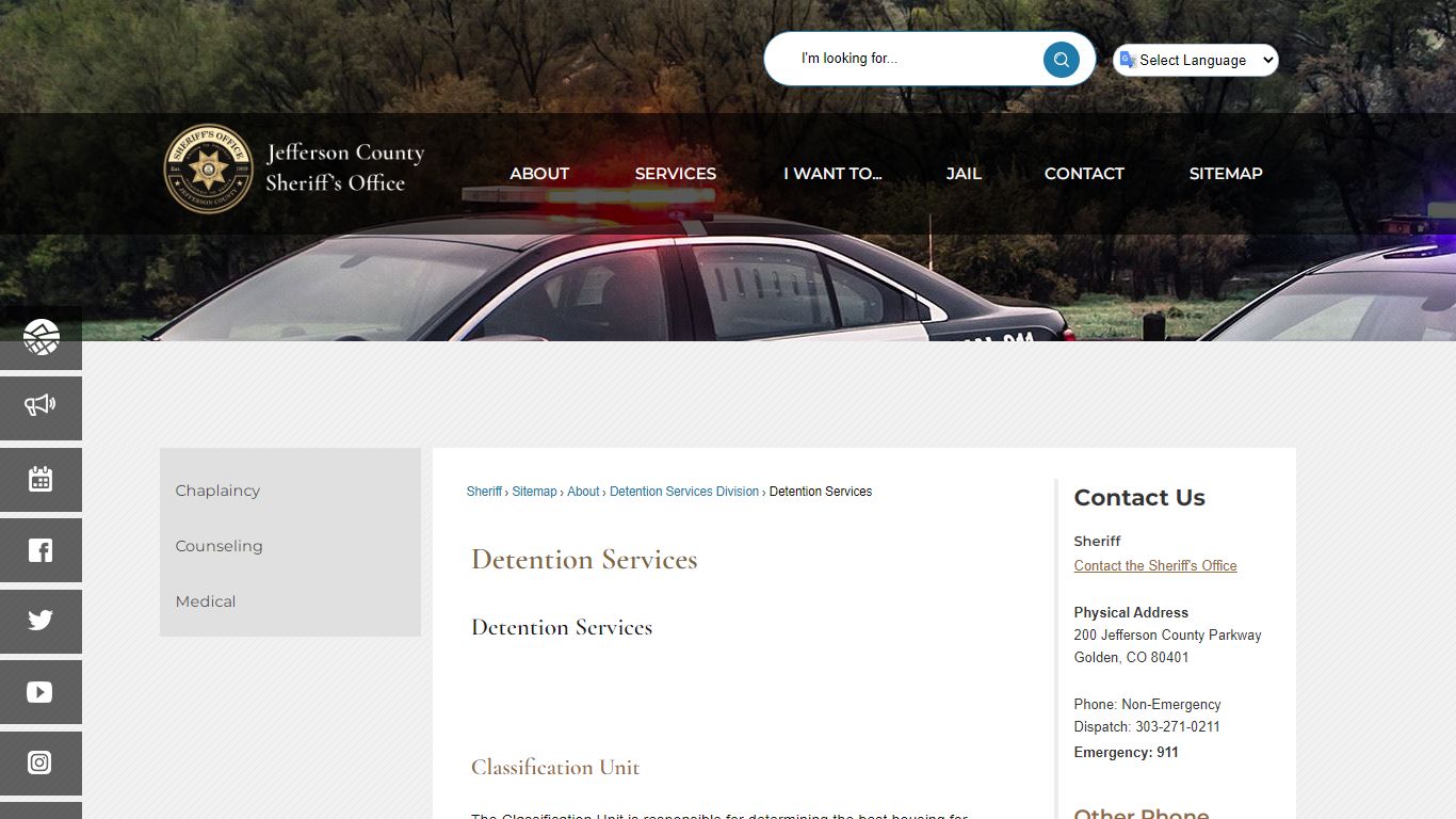 Detention Services | Jefferson County, CO